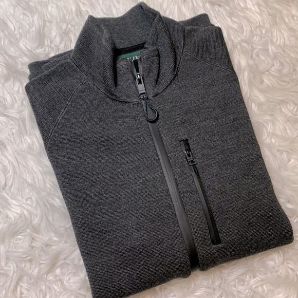 50% off! ORVIS full zip mock neck wool blend sweater cardigan zippered pockets M - Picture 12 of 13